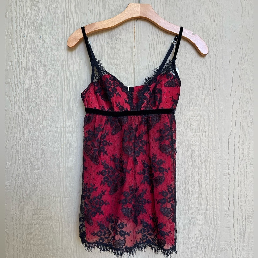 Victoria’s Secret red with black lace slip dress